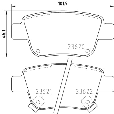 HELLA Brake pad set - T3130 - for e.g. TOYOTA 8DB355017-331