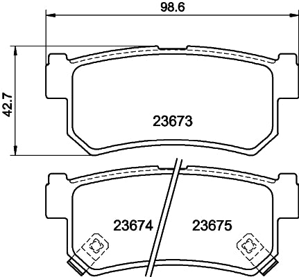 HELLA Brake pad set - T1615 - for e.g. DAEWOO / SSANGYONG 8DB355012-501
