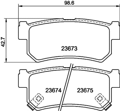 HELLA Brake pad set - T1615 - for e.g. DAEWOO / SSANGYONG 8DB355012-501
