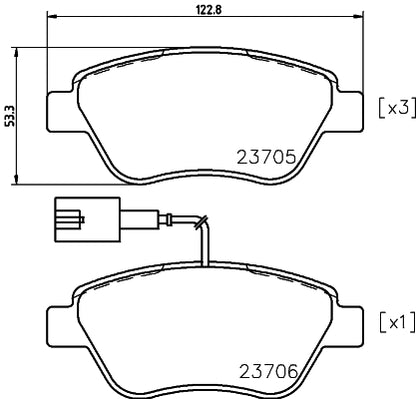 HELLA Brake pad set - T5162 - for e.g. ALFA ROMEO / FIAT / LANCIA 8DB355018-821