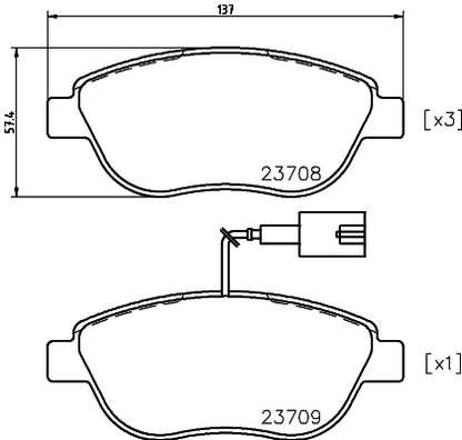 HELLA Brake pad set - T5163 - for e.g. ABARTH / CHRYSLER / FIAT / LANCIA / OPEL 8DB355018-831