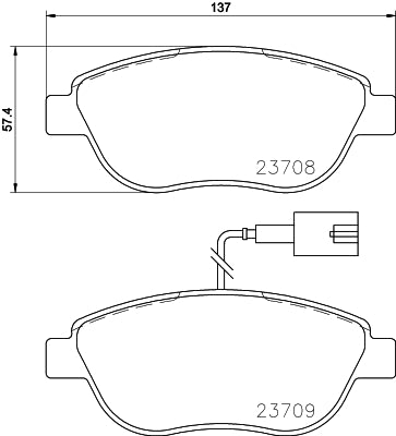 HELLA Brake pad set - T2054 - for e.g. ABARTH / FIAT / OPEL / VAUXHALL 8DB355015-791