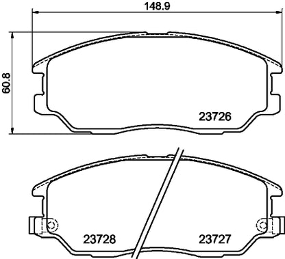 HELLA Brake pad set - T1400 - for e.g. HYUNDAI / KIA / SSANGYONG 8DB355010-861