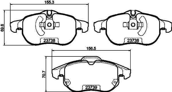 HELLA Brake pad set - T1234 - for e.g. CADILLAC / CHEVROLET / FIAT / HOLDEN 8DB355009-311