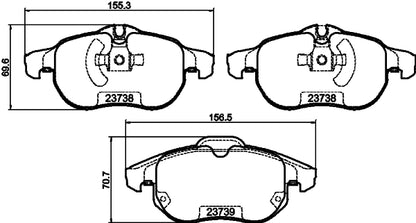 HELLA Brake pad set - T1234 - for e.g. CADILLAC / CHEVROLET / FIAT / HOLDEN 8DB355009-311