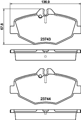 HELLA Brake pad set - T5154 - for e.g. MERCEDES-BENZ 8DB355018-731