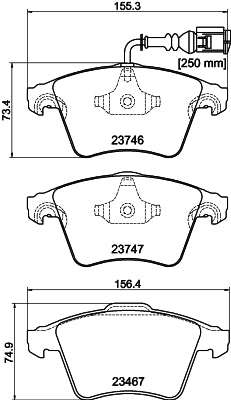 HELLA Brake pad set - T1432 - for e.g. VOLKSWAGEN 8DB355011-171