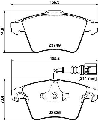 HELLA Brake pad set - T1478 - for e.g. VOLKSWAGEN 8DB355011-621