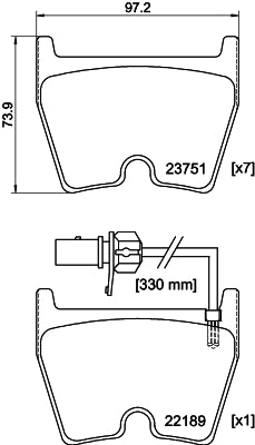 HELLA Brake pad set - T2394 - for e.g. AUDI 8DB355023-081