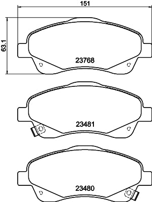HELLA Brake pad set - T3129 - for e.g. TOYOTA 8DB355017-321