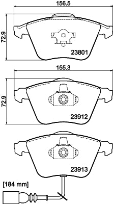 HELLA Brake pad set - T1350 - for e.g. AUDI / SEAT / SKODA / VOLKSWAGEN 8DB355010-351