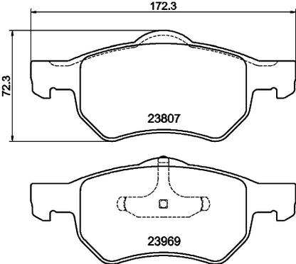 HELLA Brake pad set - T1381 - for e.g. CHRYSLER 8DB355010-641
