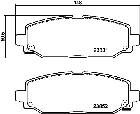 HELLA Brake pad set - T3163 - for e.g. JEEP 8DB355040-021