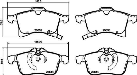 HELLA Brake pad set - T1225 - for e.g. CHEVROLET / HOLDEN / OPEL / SATURN 8DB355009-221