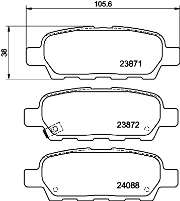 HELLA Brake pad set - T1334 - for e.g. INFINITI / NISSAN / RENAULT / SUZUKI 8DB355010-241