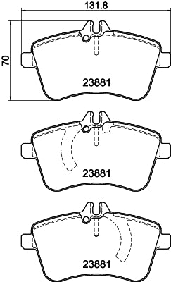 HELLA Brake pad set - T1348 - for e.g. MERCEDES-BENZ 8DB355010-331