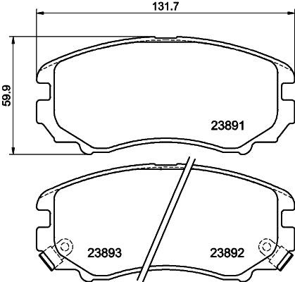 HELLA Brake pad set - T1412 - for e.g. HYUNDAI / KIA 8DB355010-991