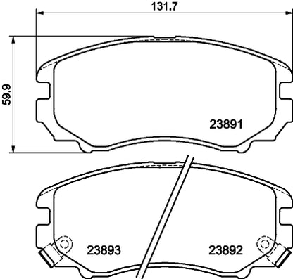 HELLA Brake pad set - T1412 - for e.g. HYUNDAI / KIA 8DB355010-991