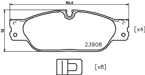 HELLA Brake pad set - T1542 - for e.g. DAIMLER / JAGUAR 8DB355012-251