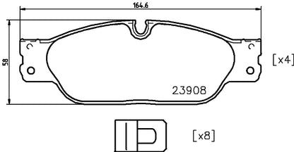 HELLA Brake pad set - T1542 - for e.g. DAIMLER / JAGUAR 8DB355012-251