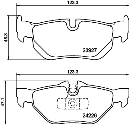 HELLA Brake pad set - T1447 - for e.g. BMW 8DB355011-301