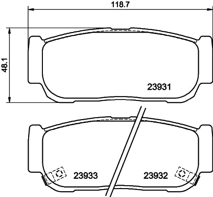 HELLA Brake pad set - T1363 - for e.g. KIA / SSANGYONG 8DB355020-221