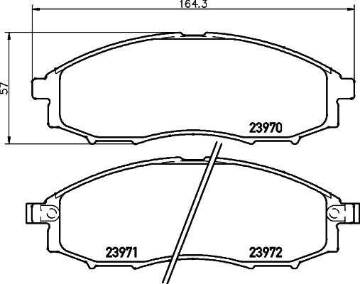 HELLA Brake pad set - T1384 - for e.g. NISSAN 8DB355010-671