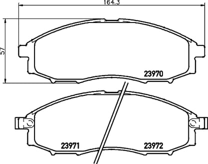 HELLA Brake pad set - T1384 - for e.g. NISSAN 8DB355010-671