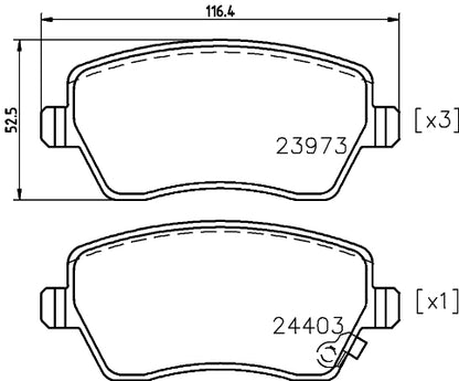 HELLA Brake pad set - T1594 - for e.g. OPEL / SUZUKI / VAUXHALL 8DB355012-301