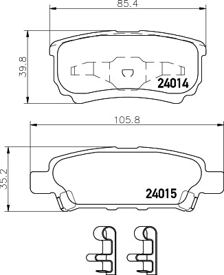 HELLA Brake pad set - T1395 - for e.g. CHRYSLER / DODGE / JEEP / MITSUBISHI 8DB355010-811
