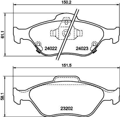 HELLA Brake pad set - T1566 - for e.g. DAIHATSU / TOYOTA 8DB355006-721