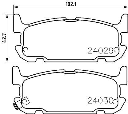 HELLA Brake pad set - T1407 - for e.g. EUNOS / MAZDA 8DB355010-931