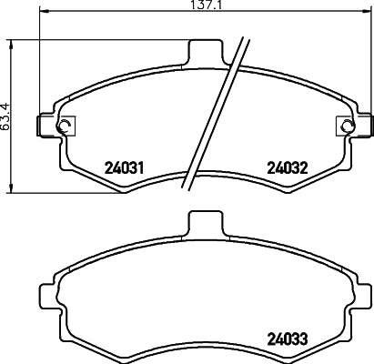 HELLA Brake pad set - T1367 - for e.g. HYUNDAI 8DB355010-481
