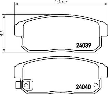 HELLA Brake pad set - T1403 - for e.g. MAZDA / NISSAN 8DB355010-891
