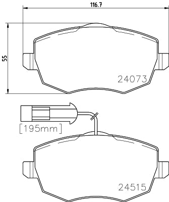 HELLA Brake pad set - T1649 - for e.g. LANCIA 8DB355012-851