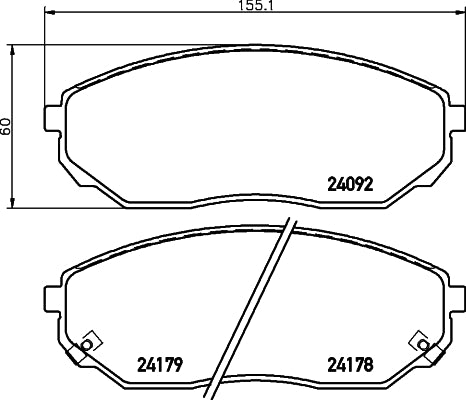 HELLA Brake pad set - T1508 - for e.g. KIA 8DB355011-931