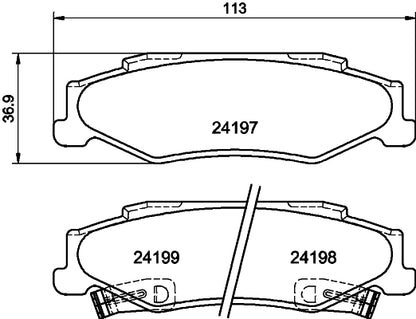 HELLA Brake pad set - T1685 - for e.g. CADILLAC / CHEVROLET 8DB355013-191