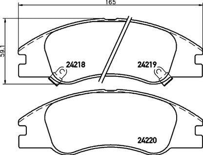 HELLA Brake pad set - T1519 - for e.g. KIA 8DB355012-041