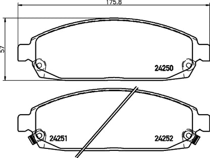 HELLA Brake pad set - T1527 - for e.g. JEEP 8DB355012-101