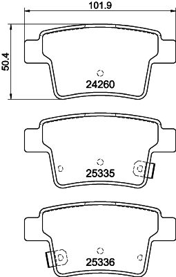 HELLA Brake pad set - T1534 - for e.g. BYD / FORD / JAGUAR / MERCURY 8DB355012-171