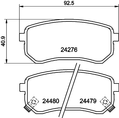 HELLA Brake pad set - T1553 - for e.g. DODGE / HYUNDAI / KIA 8DB355006-581