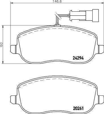 HELLA Brake pad set - T1570 - for e.g. FIAT 8DB355006-761