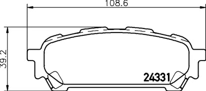 HELLA Brake pad set - T1595 - for e.g. SUBARU 8DB355012-311
