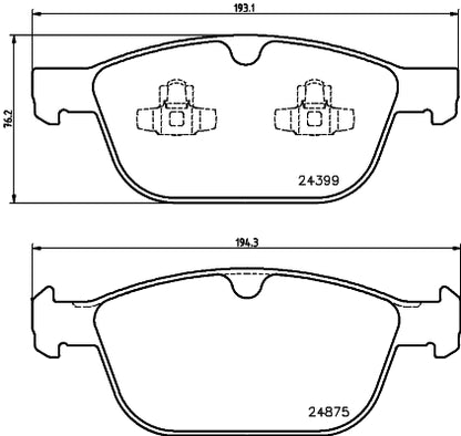HELLA Brake pad set - T1845 - for e.g. VOLVO / VOLVO ASIA 8DB355014-541