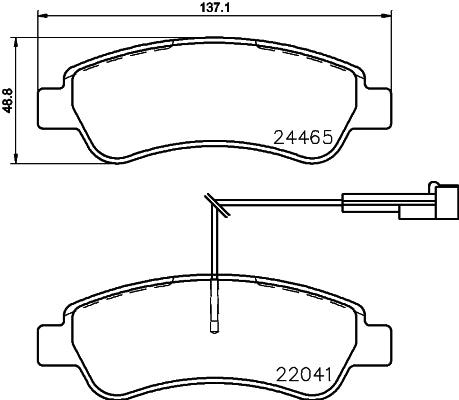 HELLA Brake pad set - T2443 - for e.g. CITROEN / FIAT / PEUGEOT / RAM 8DB355021-901
