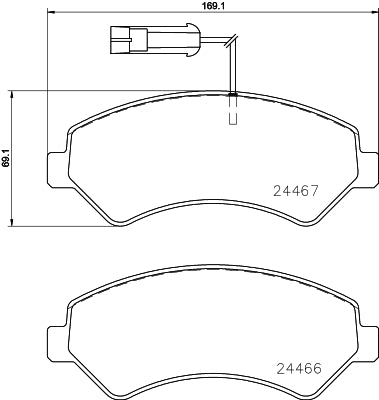 HELLA Brake pad set - T2472 - for e.g. FIAT 8DB355023-011