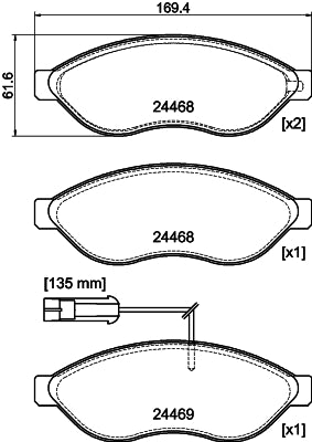 HELLA Brake pad set - T3187 8DB355044-451