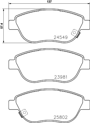 HELLA Brake pad set - T2267 - for e.g. FIAT 8DB355020-881