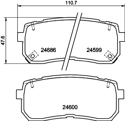 HELLA Brake pad set - T2383 - for e.g. HYUNDAI / KIA 8DB355023-231
