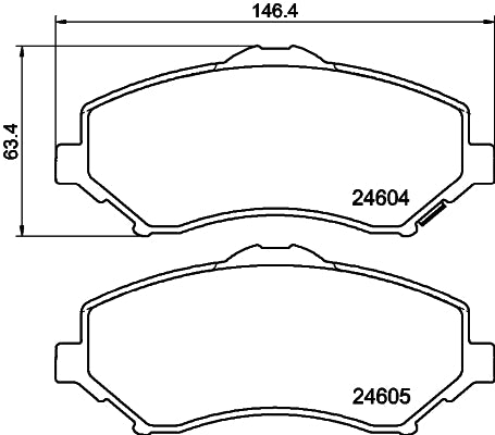 HELLA Brake pad set - T1815 - for e.g. CHRYSLER / DODGE / FIAT / JEEP / VW 8DB355014-321